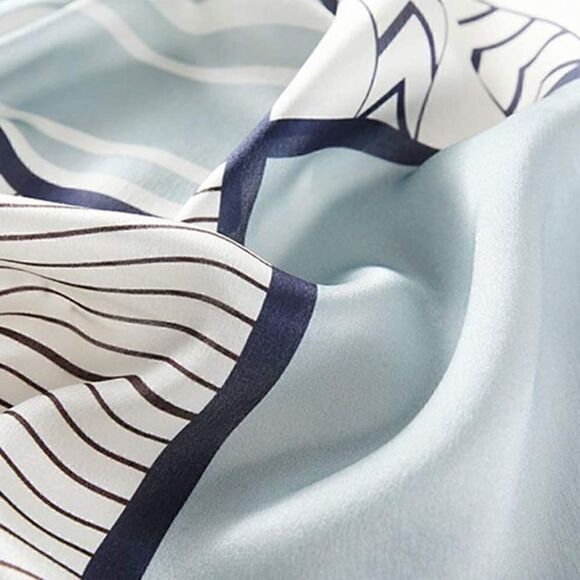 Green and Blue Mulberry Silk Neck Scarf - Picture 2 of 4